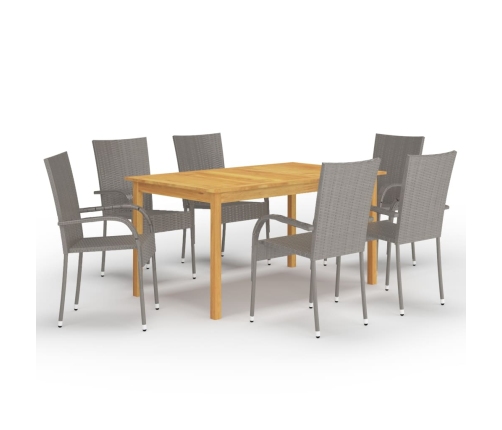 Juego de comedor para jardín de 7 piezas gris