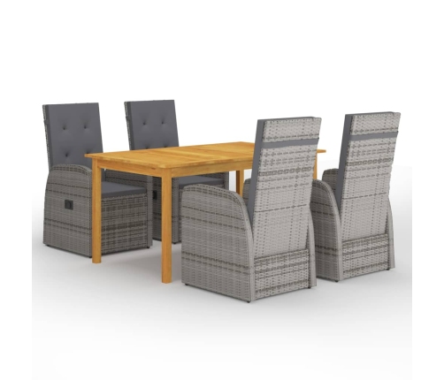 Juego de comedor para jardín 5 piezas gris