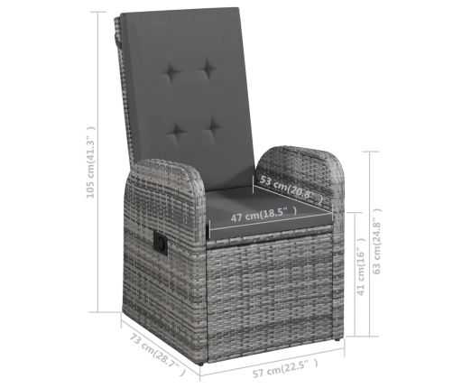 Juego de comedor para jardín 5 piezas gris