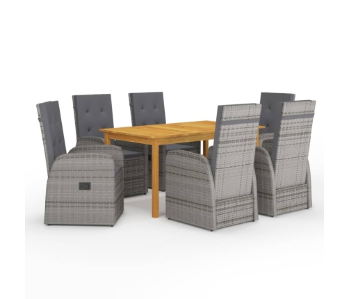 Juego de comedor para jardín de 7 piezas gris