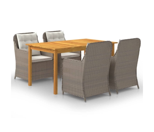 Juego de comedor para jardín 5 piezas marrón