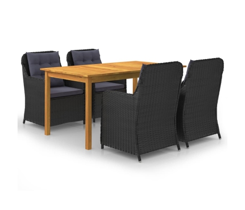 Juego de comedor para jardín 5 piezas negro
