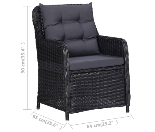 Juego de comedor para jardín 5 piezas negro