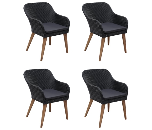 Juego de comedor para jardín 5 piezas negro