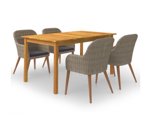 Juego de comedor para jardín 5 piezas marrón