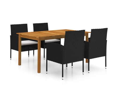 Juego de comedor para jardín de 5 piezas negro