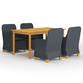 Juego de comedor para jardín de 5 piezas gris oscuro