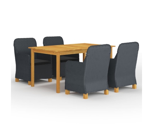 Juego de comedor para jardín de 5 piezas gris oscuro