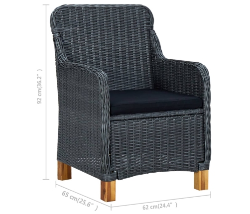 Juego de comedor para jardín de 5 piezas gris oscuro
