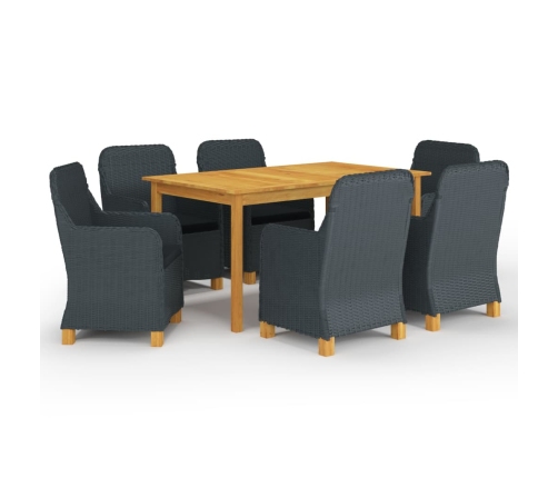 Juego de comedor para jardín de 7 piezas gris oscuro