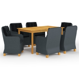 Juego de comedor para jardín de 7 piezas gris oscuro