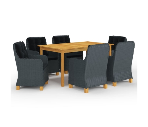Juego de comedor para jardín de 7 piezas gris oscuro