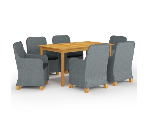 Juego de comedor para jardín de 7 piezas gris claro