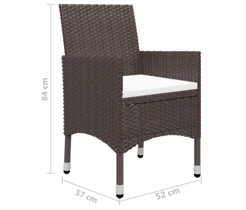Juego de comedor de jardín de 7 piezas marrón