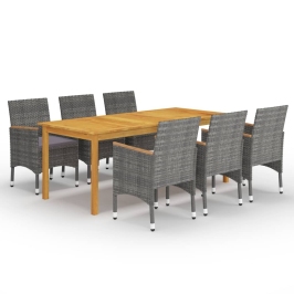Juego de comedor de jardín de 7 piezas gris