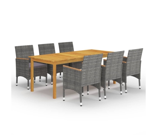Juego de comedor de jardín de 7 piezas gris