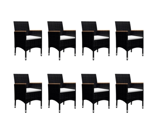 Juego de comedor de jardín de 9 piezas negro