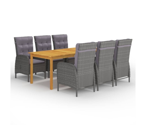 Juego de comedor de jardín de 7 piezas gris
