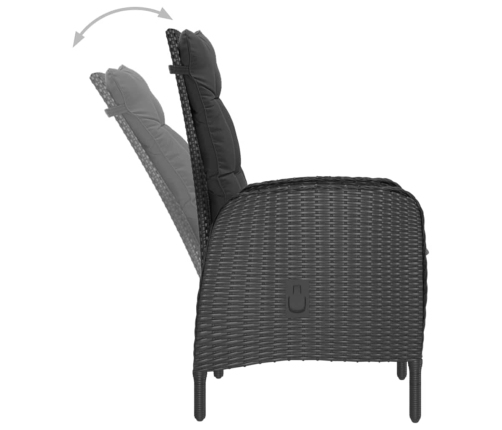 Juego de comedor de jardín de 9 piezas negro