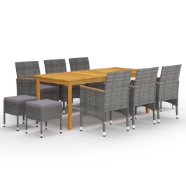 Juego de comedor de jardín de 11 piezas gris