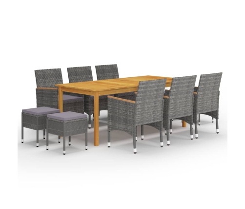 Juego de comedor de jardín de 11 piezas gris