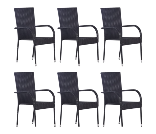 Juego de comedor para jardín de 7 piezas negro