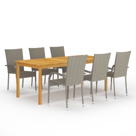 Juego de comedor para jardín de 7 piezas gris