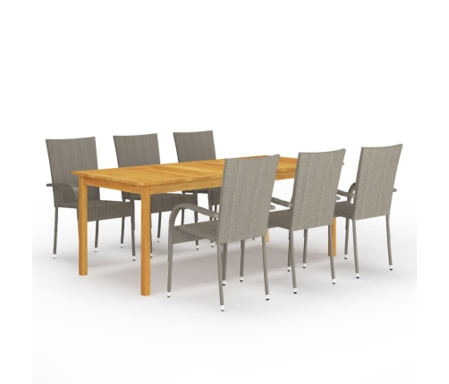 Juego de comedor para jardín de 7 piezas gris