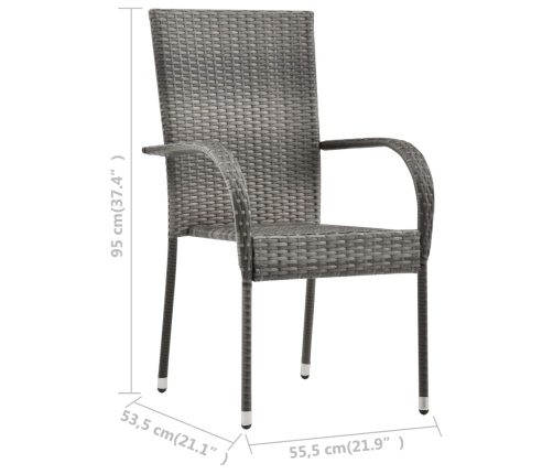 Juego de comedor para jardín de 7 piezas gris