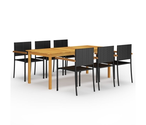 Juego de comedor para jardín de 7 piezas negro