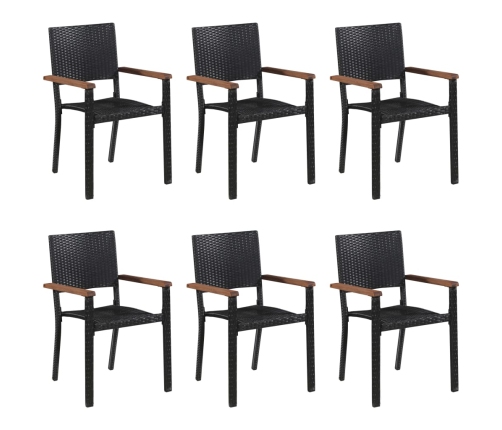 Juego de comedor para jardín de 7 piezas negro