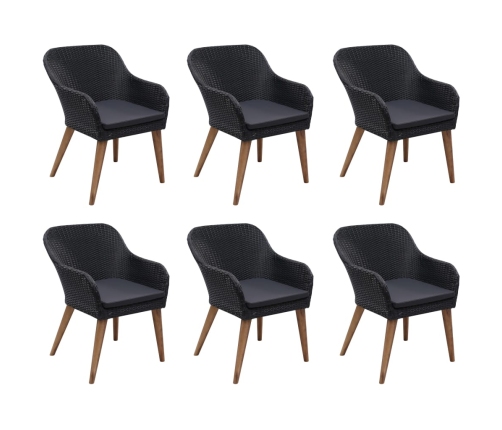 Juego de comedor para jardín de 7 piezas negro