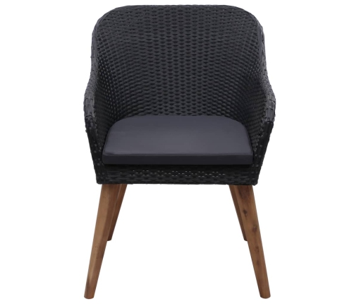 Juego de comedor para jardín de 7 piezas negro
