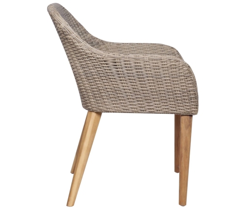 Juego de comedor para jardín 7 piezas marrón