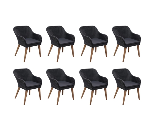 Juego de comedor de jardín de 9 piezas negro