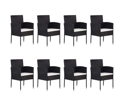 Juego de comedor de jardín de 9 piezas negro