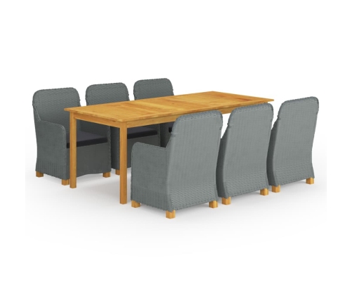 Juego de comedor para jardín 9 piezas gris claro