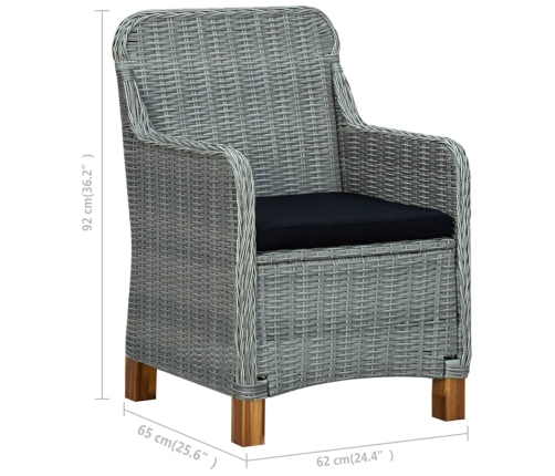 Juego de comedor para jardín 9 piezas gris claro