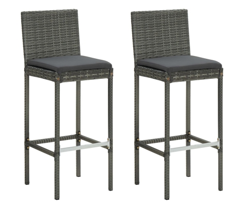 Conjunto de bar para jardín 3 piezas con cojines gris
