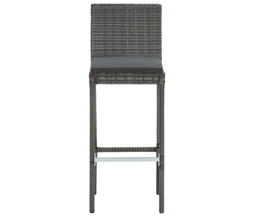 Conjunto de bar para jardín 3 piezas con cojines gris