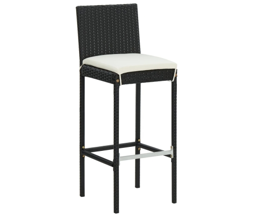 Conjunto de bar para jardín 5 piezas con cojines negro