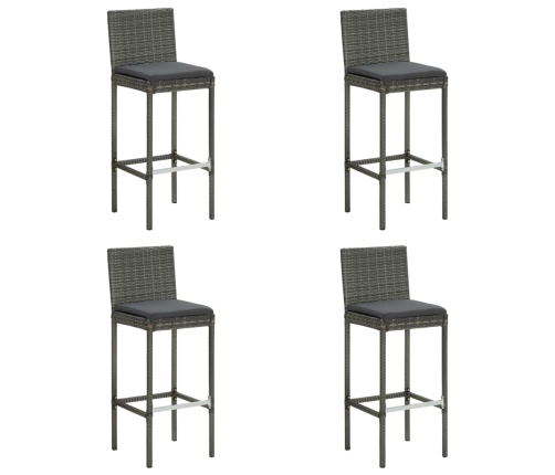 Conjunto de bar para jardín 5 piezas con cojines gris