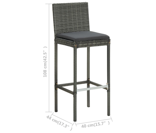 Conjunto de bar para jardín 5 piezas con cojines gris