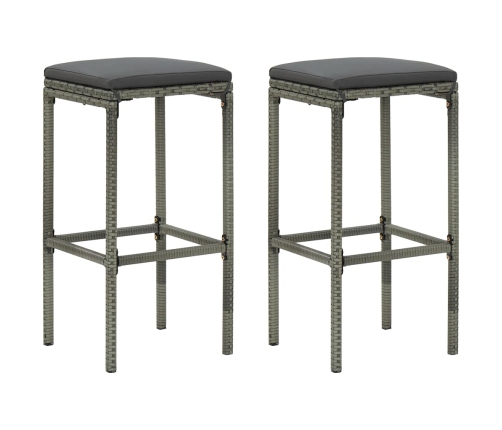 Set de bar para jardín 3 piezas y cojines ratán sintético gris
