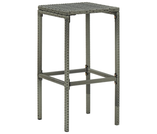 Set de bar para jardín 3 piezas y cojines ratán sintético gris