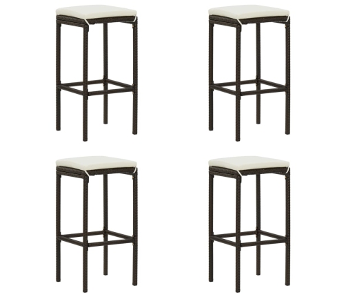 Set de bar para jardín 5 piezas y cojines ratán sintético marrón