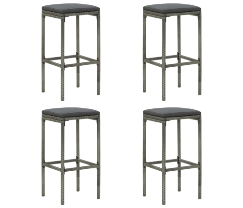 Set de bar para jardín 5 piezas y cojines ratán sintético gris