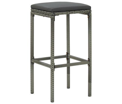 Set de bar para jardín 5 piezas y cojines ratán sintético gris