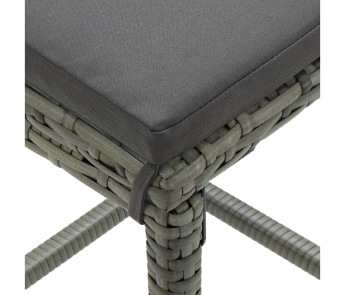 Set de bar para jardín 5 piezas y cojines ratán sintético gris