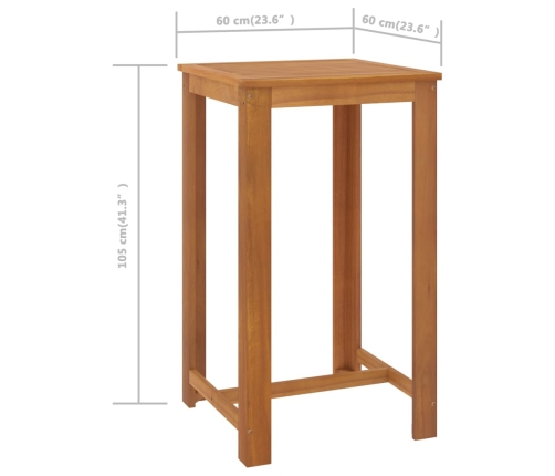 Conjunto de bar para jardín 3 piezas marrón
